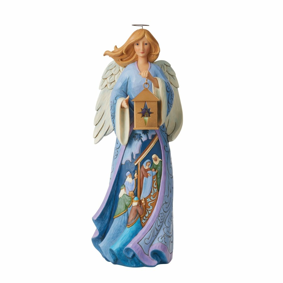 Decoration * | Shop Heartwood Creek Nativityangel W/Lantern Statue