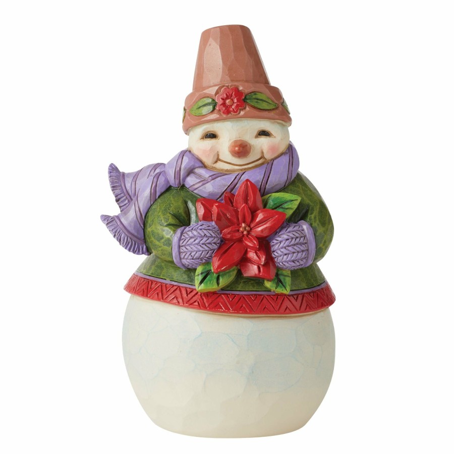 Decoration * | Shop Heartwood Creek Pint Sized Snowman Poinsettia