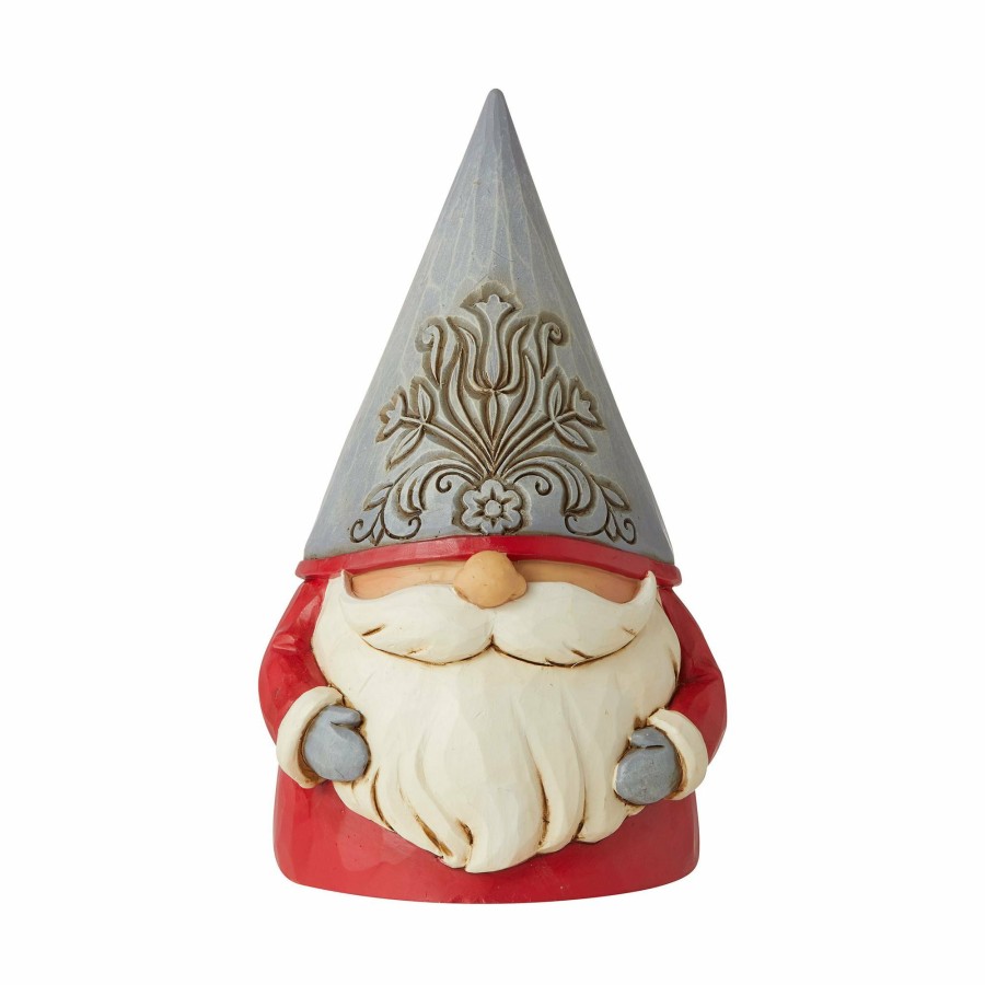 Most Popular * | New Heartwood Creek Grey Floral Hat Gnome