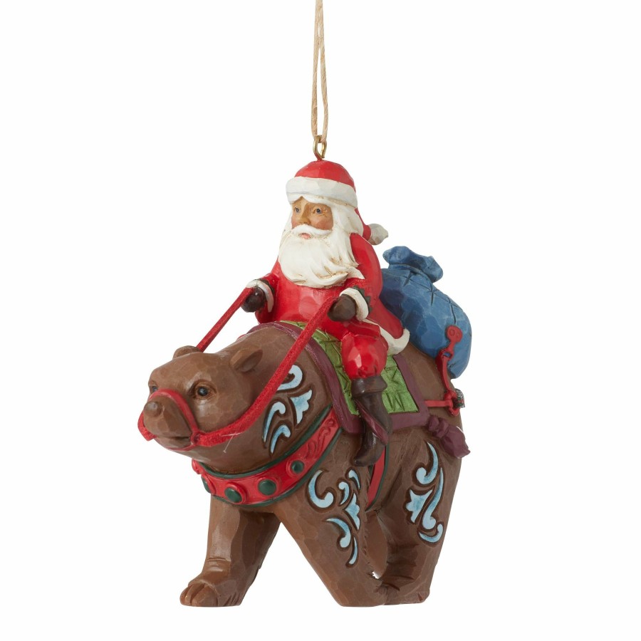 Ornaments * | Outlet Heartwood Creek Santa Riding Bear Ornament