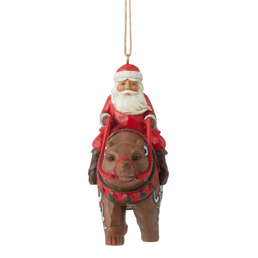 Ornaments * | Outlet Heartwood Creek Santa Riding Bear Ornament