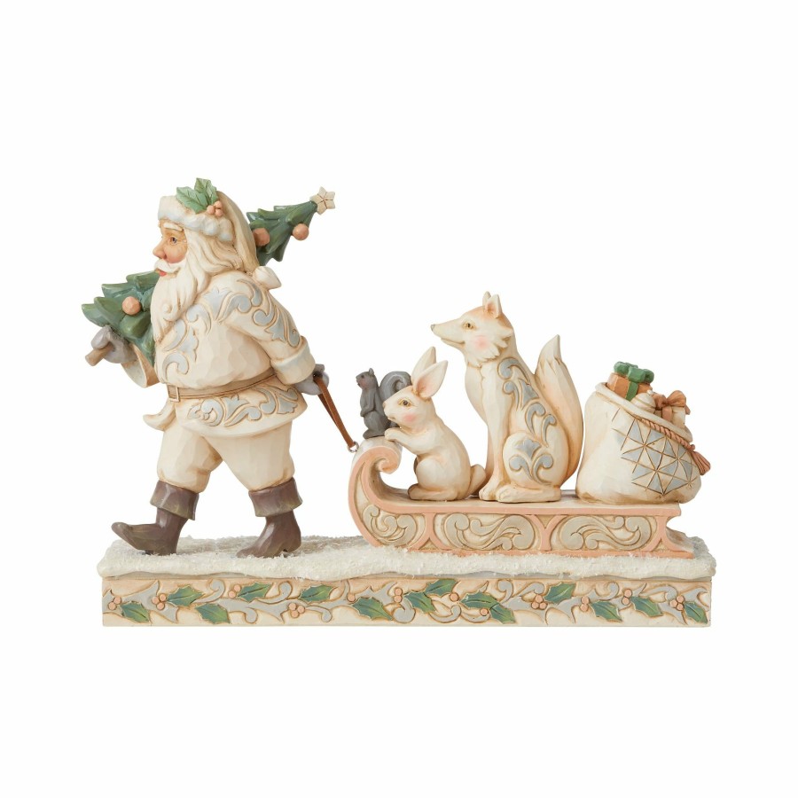 Decoration * | Limited Edition Heartwood Creek Woodland Santa/Animals On Sled