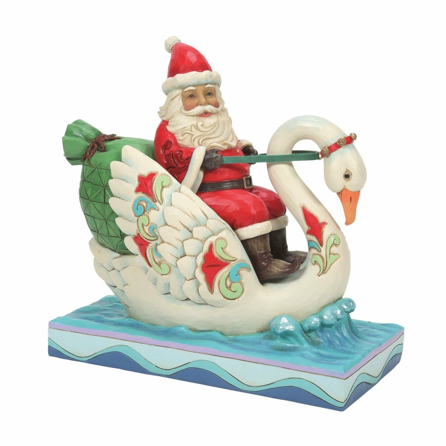 Decoration * | Limited Edition Heartwood Creek Santa Riding A Swan