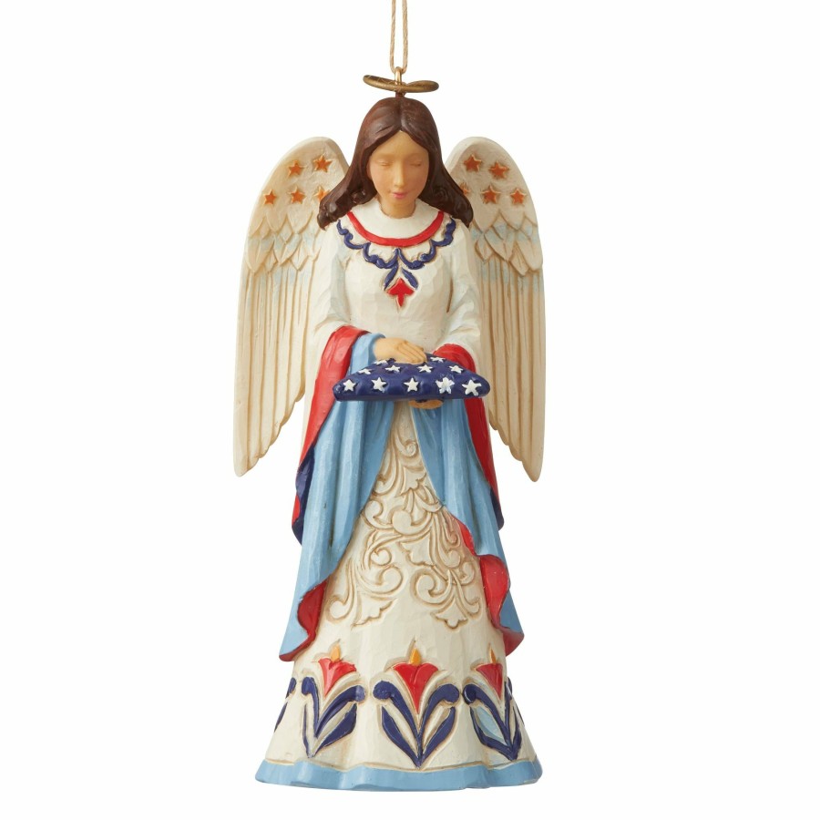 Gifts * | Discount Heartwood Creek Patriotic Angel/Folded Flagorn